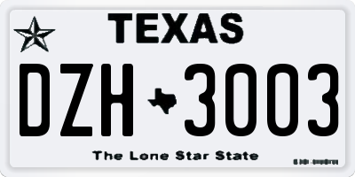 TX license plate DZH3003