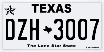 TX license plate DZH3007