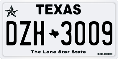 TX license plate DZH3009