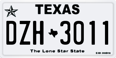TX license plate DZH3011