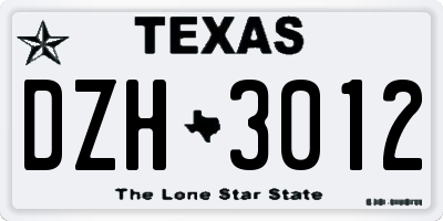TX license plate DZH3012
