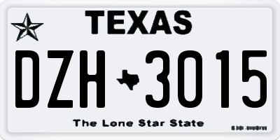 TX license plate DZH3015