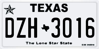 TX license plate DZH3016