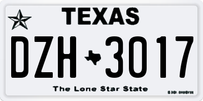 TX license plate DZH3017