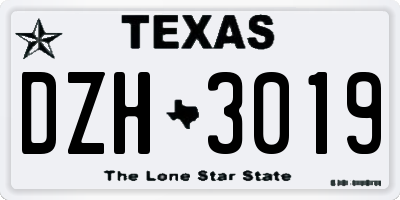 TX license plate DZH3019