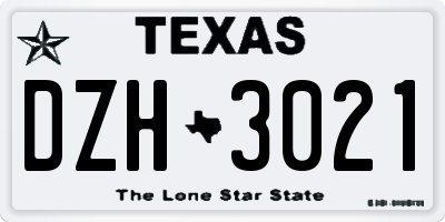 TX license plate DZH3021