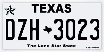 TX license plate DZH3023