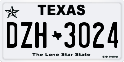 TX license plate DZH3024