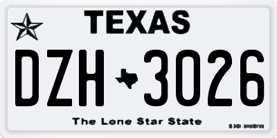 TX license plate DZH3026