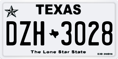 TX license plate DZH3028