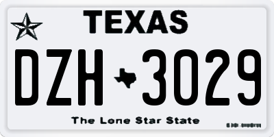 TX license plate DZH3029