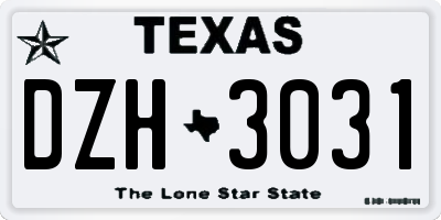 TX license plate DZH3031