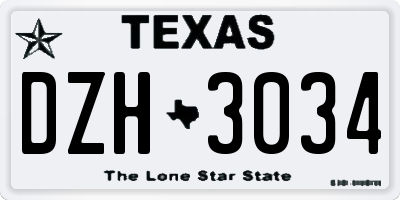 TX license plate DZH3034