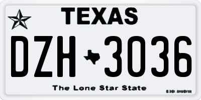 TX license plate DZH3036