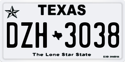 TX license plate DZH3038