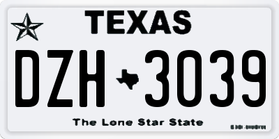 TX license plate DZH3039