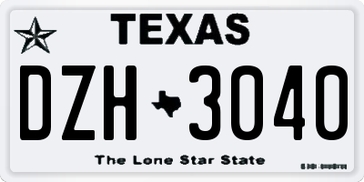 TX license plate DZH3040