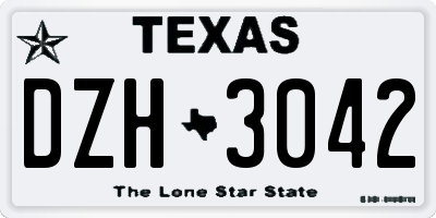 TX license plate DZH3042