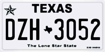 TX license plate DZH3052