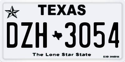 TX license plate DZH3054