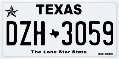 TX license plate DZH3059
