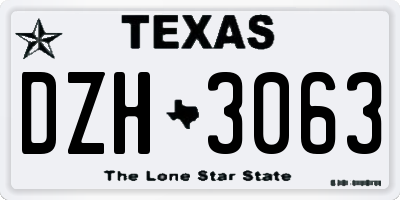 TX license plate DZH3063