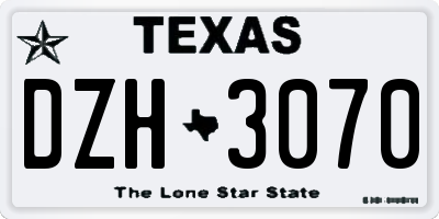 TX license plate DZH3070