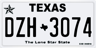 TX license plate DZH3074