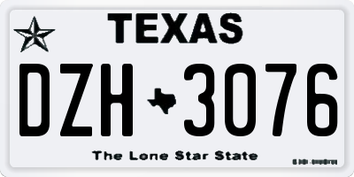 TX license plate DZH3076