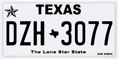 TX license plate DZH3077