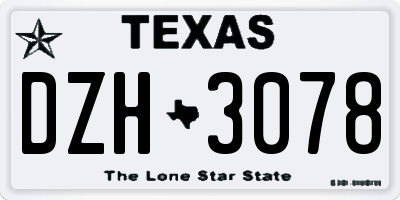 TX license plate DZH3078