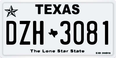 TX license plate DZH3081