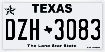 TX license plate DZH3083