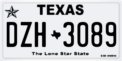 TX license plate DZH3089
