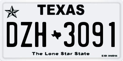 TX license plate DZH3091