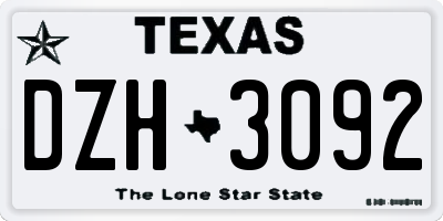 TX license plate DZH3092