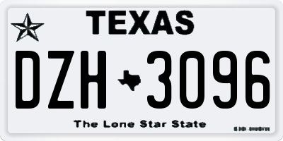 TX license plate DZH3096