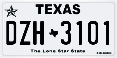 TX license plate DZH3101