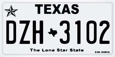 TX license plate DZH3102