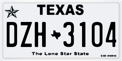 TX license plate DZH3104