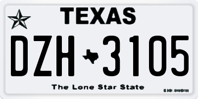 TX license plate DZH3105