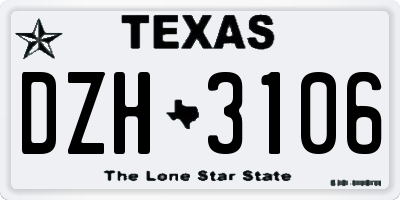 TX license plate DZH3106