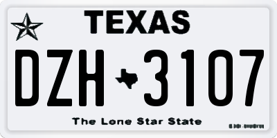 TX license plate DZH3107