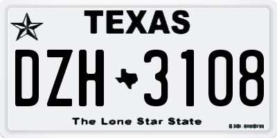 TX license plate DZH3108