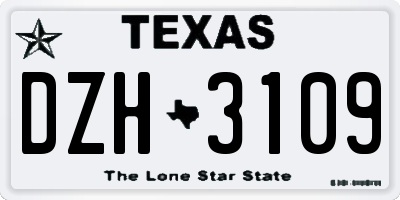 TX license plate DZH3109