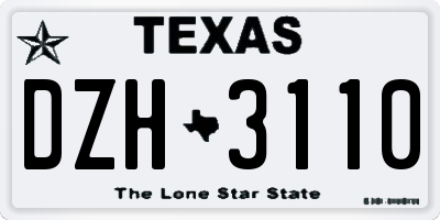 TX license plate DZH3110