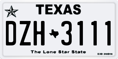 TX license plate DZH3111