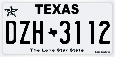 TX license plate DZH3112