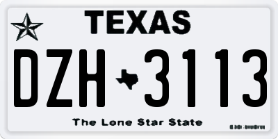 TX license plate DZH3113