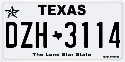 TX license plate DZH3114